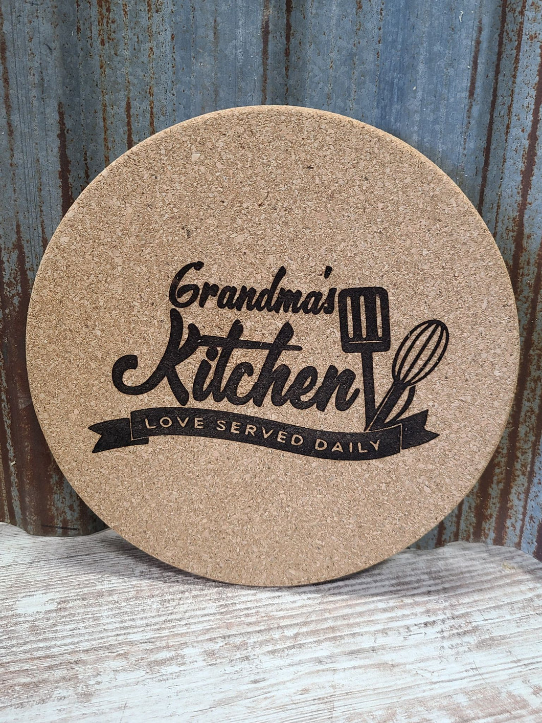 Grandma's Kitchen Custom Thick Circular Cork Kitchen Trivet