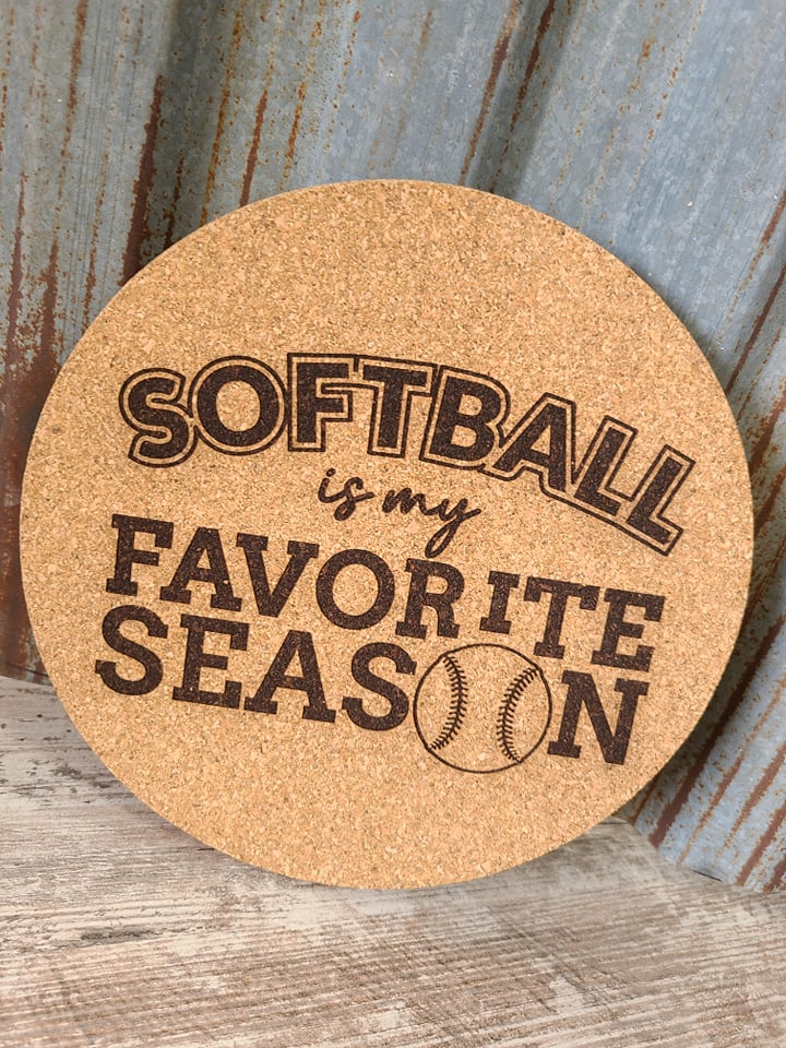 Softball is my Favorite Season Thick Circular Cork Kitchen Trivet