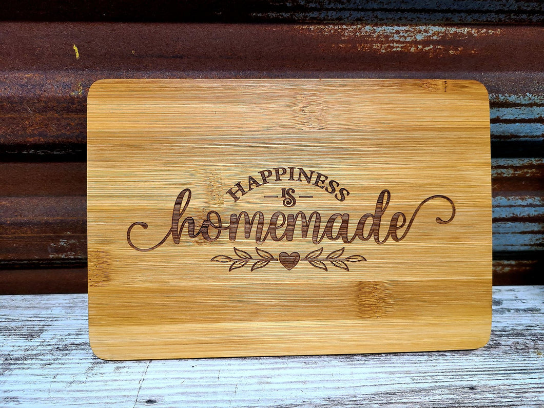 Housewarming Gift, Bamboo Cutting Board, Engraved Cutting Board, Charcuterie Board, cheese board Happiness is Homemade
