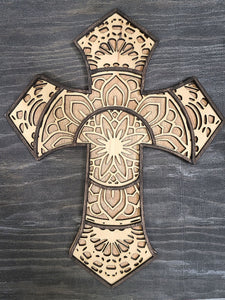 3D Wood Cross Laser Layered