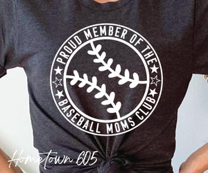 Proud member of the baseball moms club t-shirt, graphic tee