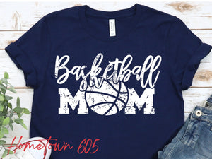 Basketball Mom graphic shirt (white ink only)