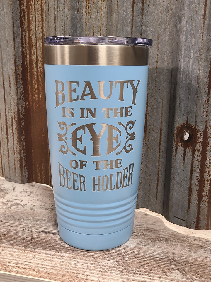 Beauty is in the eye of the beer holder light blue 20 ounce Polar Camel