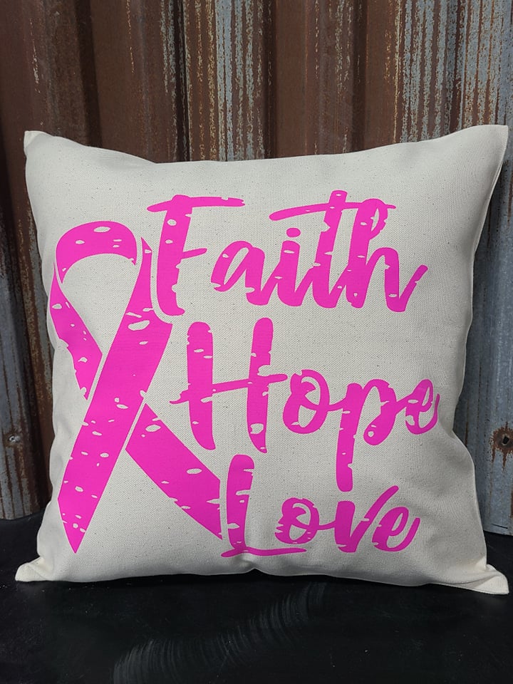 Faith Hope Love cancer 16x16 Canvas Pillow Cover
