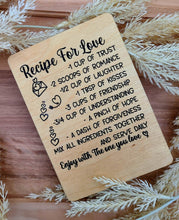 Load image into Gallery viewer, RECIPE FOR LOVE WOOD CARD