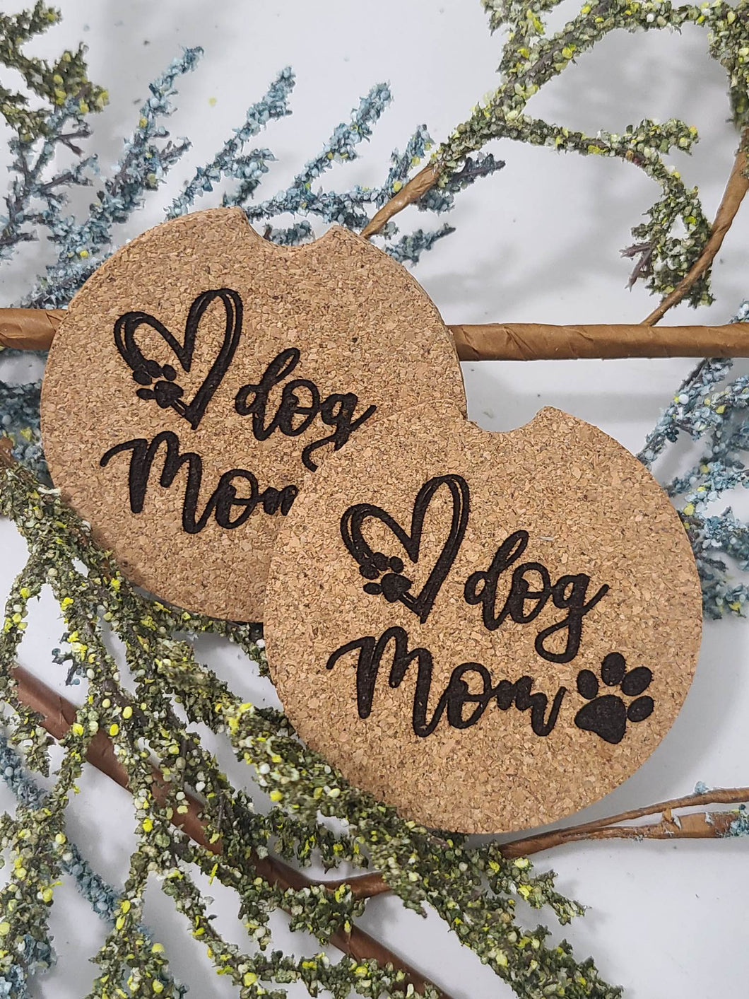 Dog Mom Car Coasters (2 pack)
