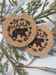 Mama Bear Car Coasters (2 pack)