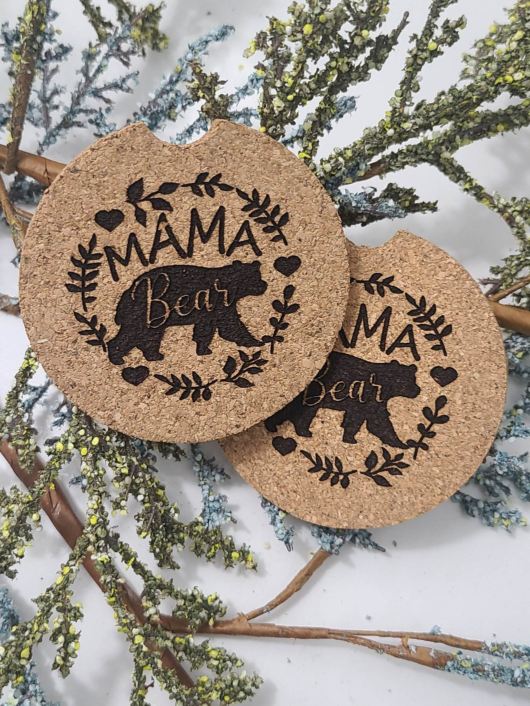 Mama Bear Car Coasters (2 pack)