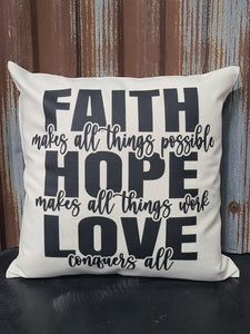 Faith Hope Love 16x16 Canvas Pillow Cover