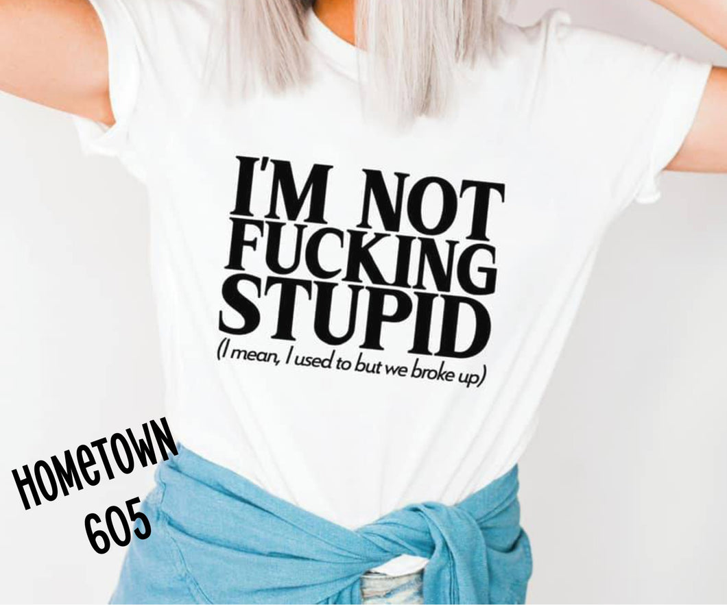 I'm not fing stupid, I mean I used to but we broke-up t-shirt, graphic tee