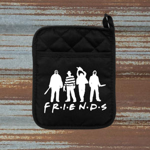 Black Pot Holder Friends horror movie freddy michael myers jason