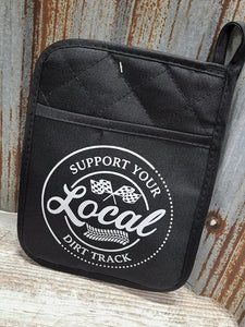 Support your Local Dirt Track Race car pot holder