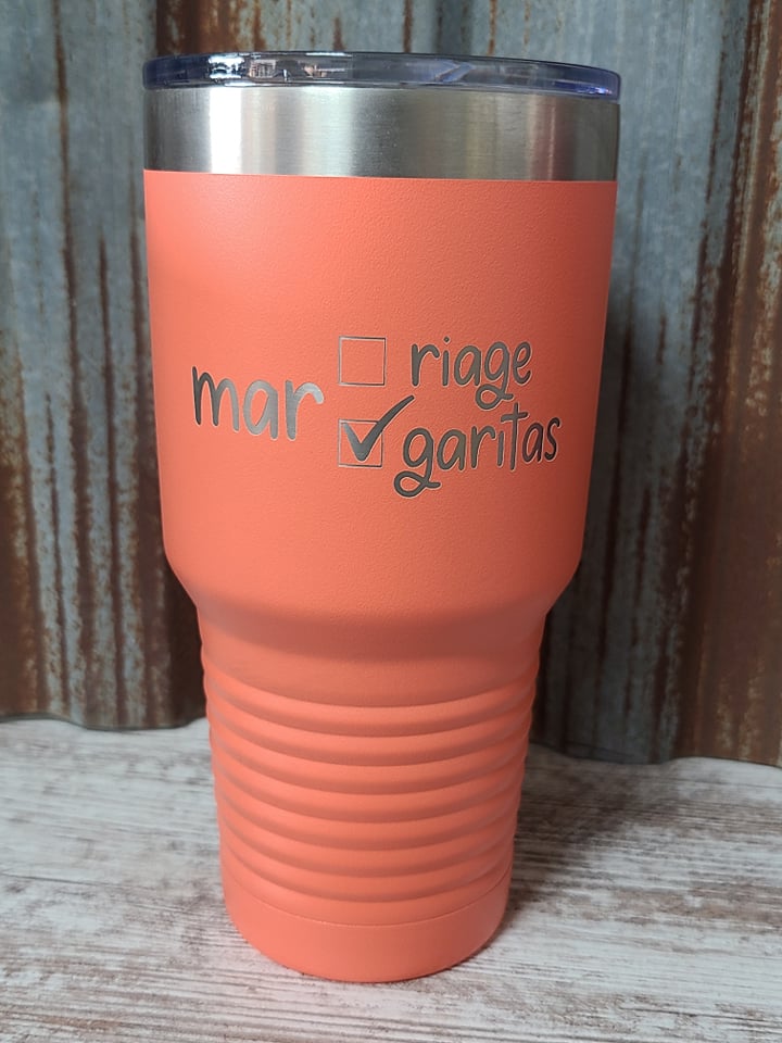 Marriage or Margaritas 30 ounce Coral Polar Camel Tumbler