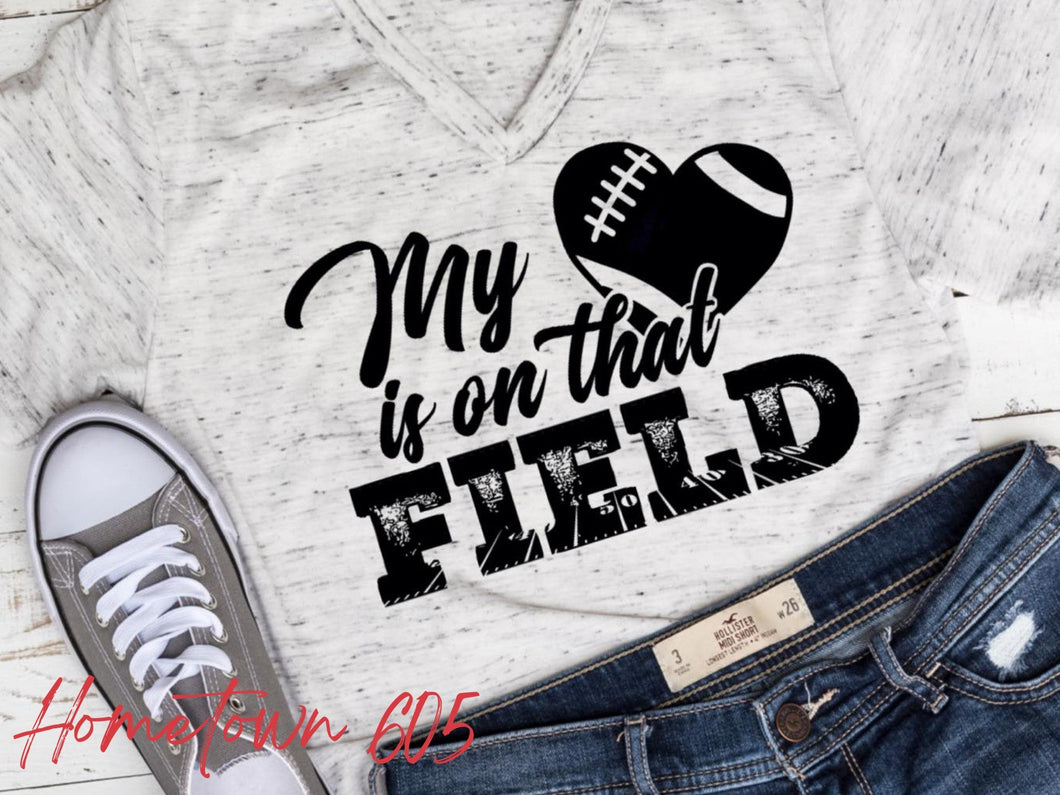 My Heart is on that Field graphic t-shirt (black ink only)