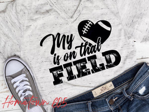 My Heart is on that Field graphic t-shirt (black ink only)