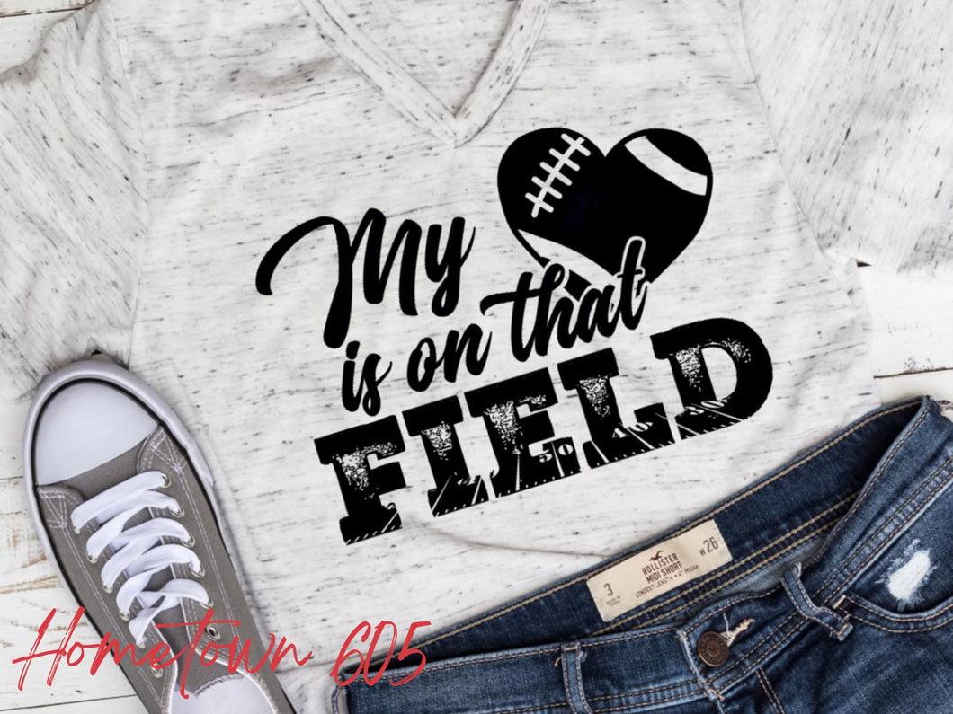 My Heart is on that Field graphic t-shirt (black ink only)