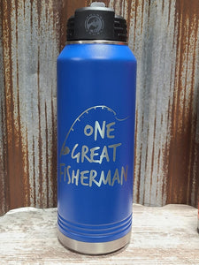 One great fisherman blue water bottle
