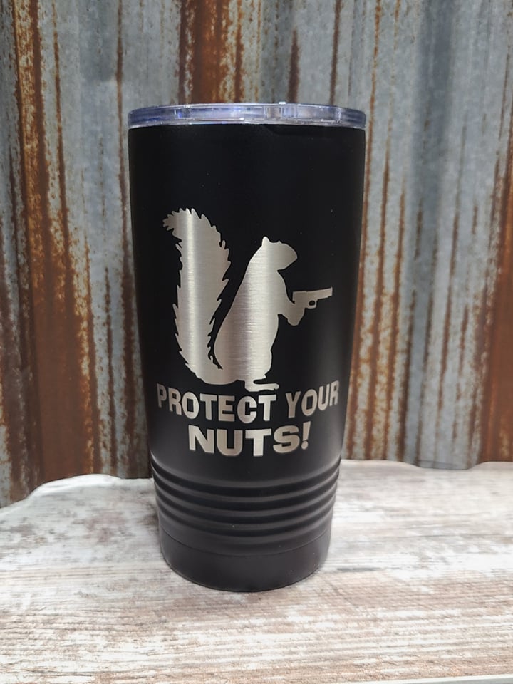 Protect your nuts! black 20 ounce Polar Camel Tumbler